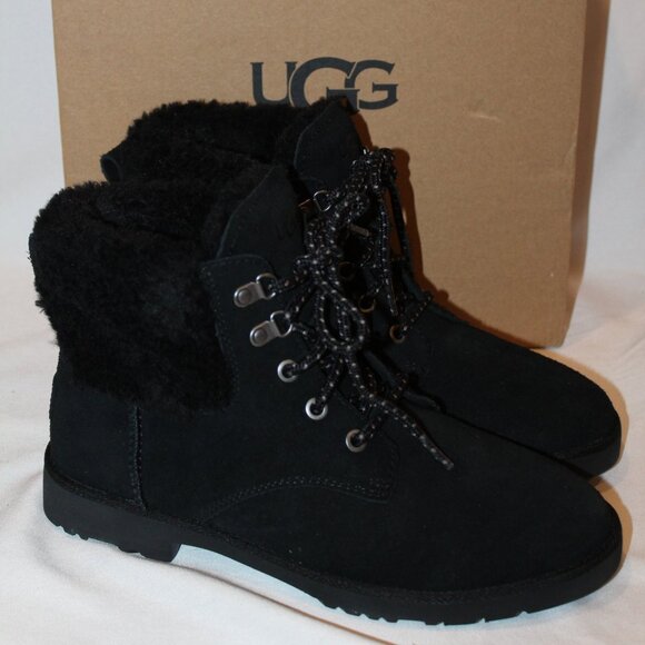 UGG Shoes - NIB UGG WOMEN'S ROMELY BLACK SHEARLING LINED SUEDE LACE UP BOOTIES
